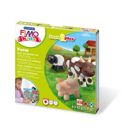 FIMO Gyurma készlet, 4x42 g, égethető, FIMO "Kids Form & Play", farm