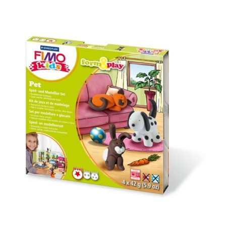 FIMO Gyurma készlet, 4x42 g, égethető, FIMO "Kids Form & Play", állatok