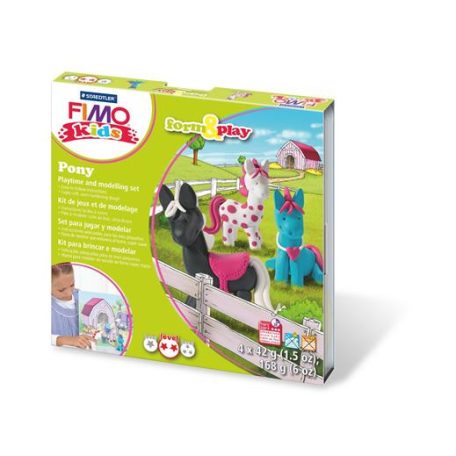 FIMO Gyurma készlet, 4x42 g, égethető, FIMO "Kids Form & Play", pónik