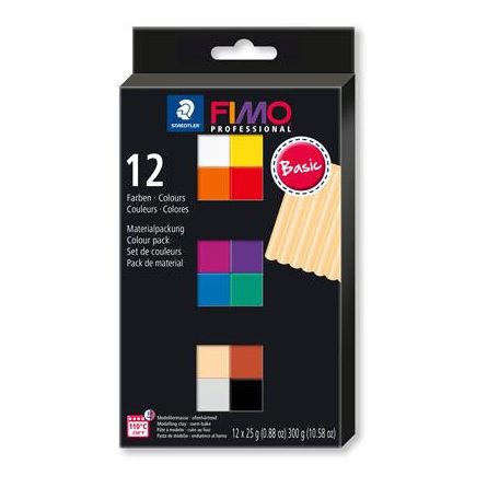 FIMO Gyurma, készlet, égethető, 12x25 g, FIMO "Professional Basic", 12 különböző szín