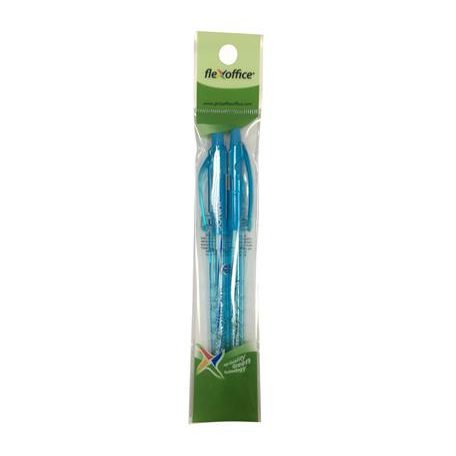 FLEXOFFICE Golyóstoll, 0,25 mm, nyomógombos, 2 db/bliszter, FLEXOFFICE "Jonat", kék
