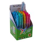 FLEXOFFICE Golyóstoll, 0,25 mm, nyomógombos, vegyes test, FLEXOFFICE "Jonat", kék