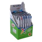 FLEXOFFICE Golyóstoll, 0,4 mm, nyomógombos, vegyes színű tolltest, FLEXOFFICE "Senior", kék