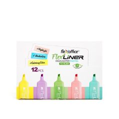   FLEXOFFICE Szövegkiemelő készlet, 1-5 mm, FLEXOFFICE "Flexliner", vegyes pasztell színek
