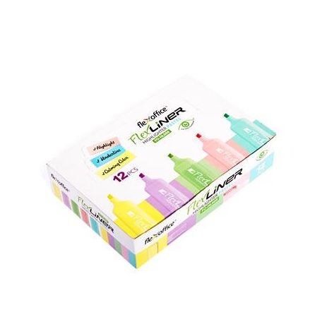 FLEXOFFICE Szövegkiemelő készlet, 1-5 mm, FLEXOFFICE "Flexliner", vegyes pasztell színek