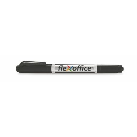 FLEXOFFICE Alkoholos marker, 0,4/1,0 mm, kúpos, kétvégű, FLEXOFFICE "PM01", fekete