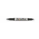 FLEXOFFICE Alkoholos marker, 0,4/1,0 mm, kúpos, kétvégű, FLEXOFFICE "PM01", fekete