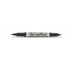  FLEXOFFICE Alkoholos marker, 0,4/1,0 mm, kúpos, kétvégű, FLEXOFFICE "PM01", fekete