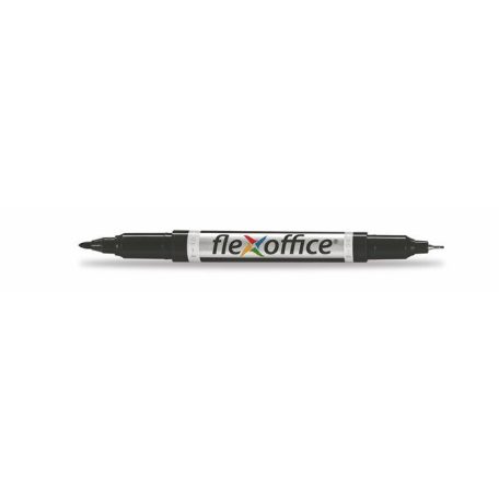 FLEXOFFICE Alkoholos marker, 0,4/1,0 mm, kúpos, kétvégű, FLEXOFFICE "PM01", fekete