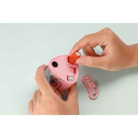 FLEXOFFICE Hegyező, elemes, asztali, FLEXOFFICE "Flexio", rózsaszín