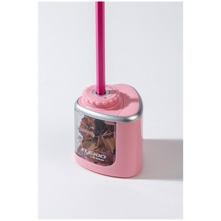 FLEXOFFICE Hegyező, elemes, asztali, FLEXOFFICE "Flexio", rózsaszín