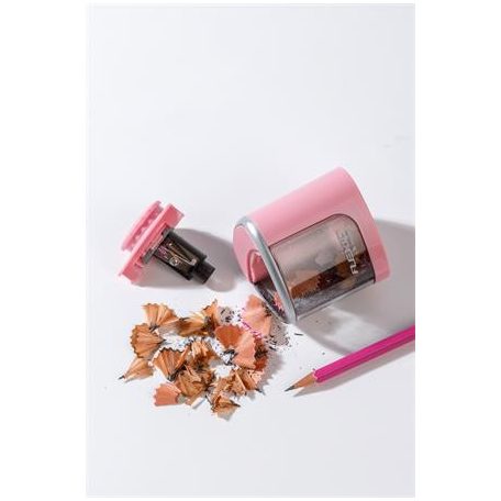 FLEXOFFICE Hegyező, elemes, asztali, FLEXOFFICE "Flexio", rózsaszín