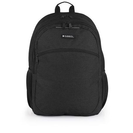 GABOL Hátizsák, iskolatáska, notebook tartóval, cipzáras, GABOL "Wolf", fekete