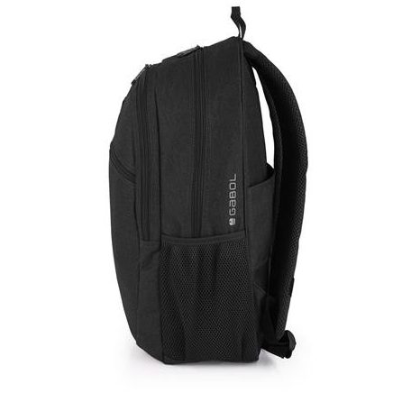 GABOL Hátizsák, iskolatáska, notebook tartóval, cipzáras, GABOL "Wolf", fekete