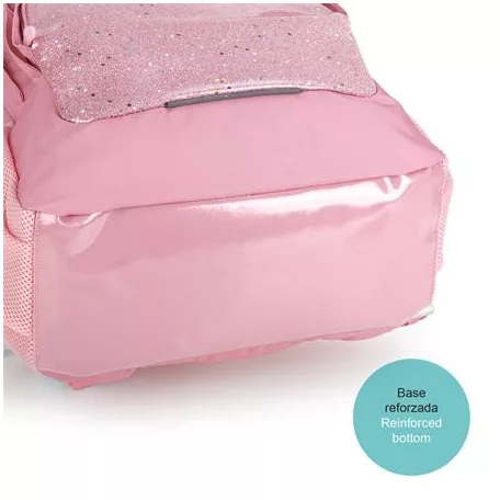 GABOL Hátizsák, iskolatáska, cipzáras, GABOL "Glam", rózsaszín csillámos