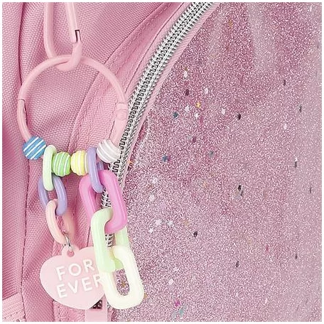 GABOL Hátizsák, iskolatáska, cipzáras, GABOL "Glam", rózsaszín csillámos