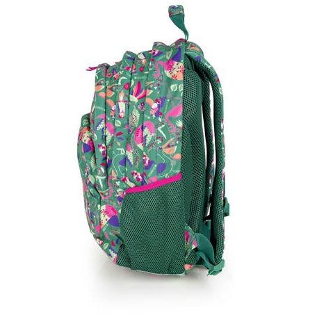 GABOL Hátizsák, iskolatáska, cipzáras, GABOL "Vida", zöld, trópusi mintás