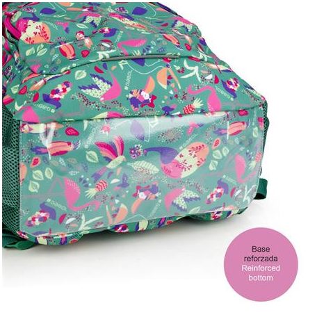 GABOL Hátizsák, iskolatáska, cipzáras, GABOL "Vida", zöld, trópusi mintás