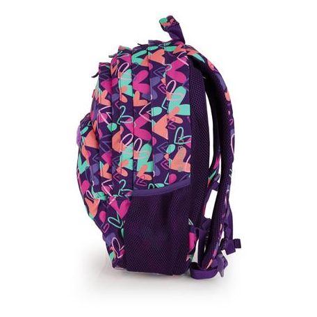 GABOL Hátizsák, iskolatáska, cipzáras, GABOL "Kokoro", lila, szívek