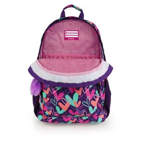 GABOL Hátizsák, iskolatáska, cipzáras, GABOL "Kokoro", lila, szívek