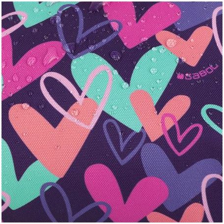 GABOL Hátizsák, iskolatáska, cipzáras, GABOL "Kokoro", lila, szívek