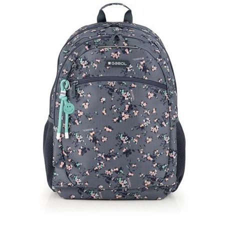 GABOL Hátizsák, iskolatáska, cipzáras, GABOL "Secret", szürke, virágmintás