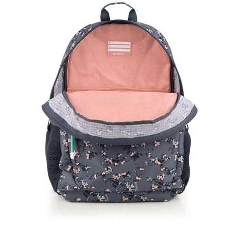 GABOL Hátizsák, iskolatáska, cipzáras, GABOL "Secret", szürke, virágmintás