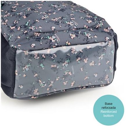 GABOL Hátizsák, iskolatáska, cipzáras, GABOL "Secret", szürke, virágmintás