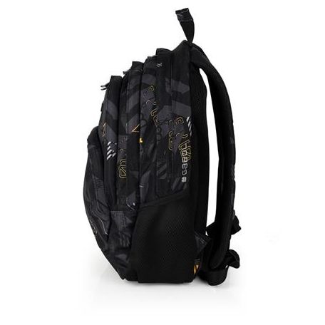 GABOL Hátizsák, iskolatáska, cipzáras, GABOL "Byte", fekete, geometrikus mintás