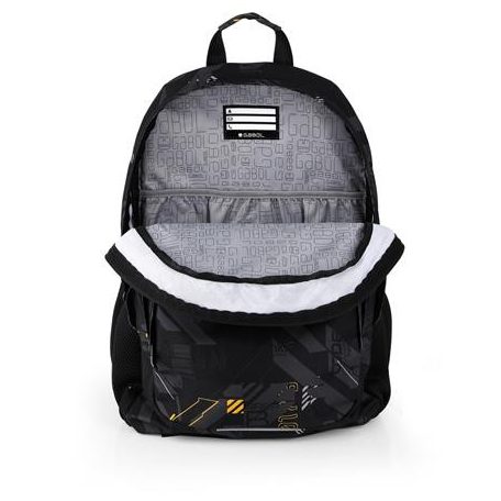 GABOL Hátizsák, iskolatáska, cipzáras, GABOL "Byte", fekete, geometrikus mintás