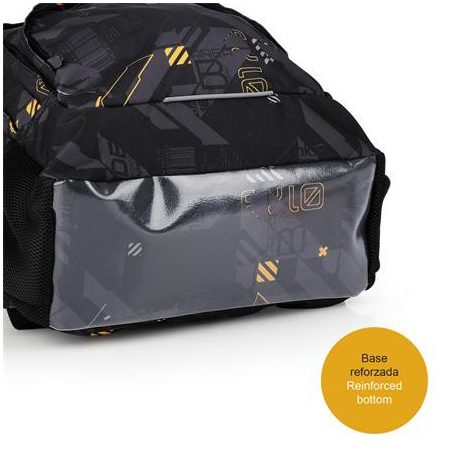 GABOL Hátizsák, iskolatáska, cipzáras, GABOL "Byte", fekete, geometrikus mintás