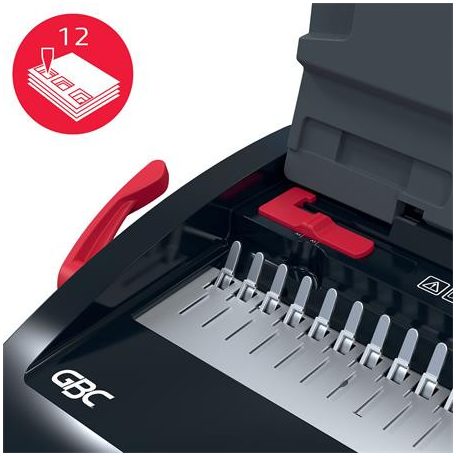 GBC Spirálozógép, műanyag spirálkötéshez, manuális, 165 lap, GBC "CombBind CB12"