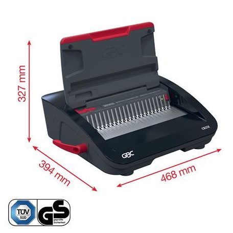 GBC Spirálozógép, műanyag spirálkötéshez, elektromos, 390 lap, GBC "CombBind CB25E"