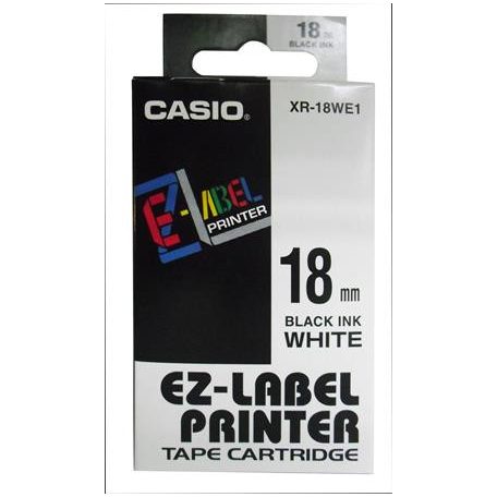 CASIO Feliratozógép szalag, 18 mm x 8 m, CASIO, fehér-fekete
