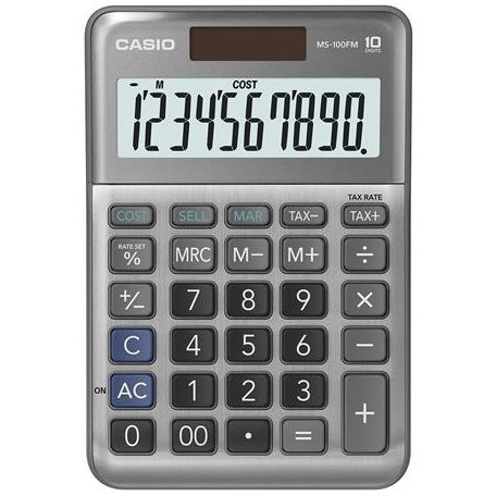 CASIO Számológép, asztali, 10 számjegy, CASIO "MS-100 FM", szürke
