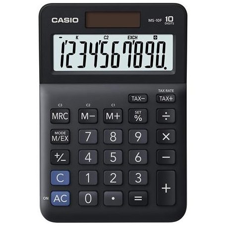 CASIO Számológép, asztali, 10 számjegy, CASIO "MS-10 F", fekete