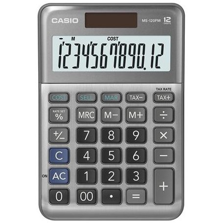 CASIO Számológép, asztali, 12 számjegy, CASIO "MS-120 FM", szürke