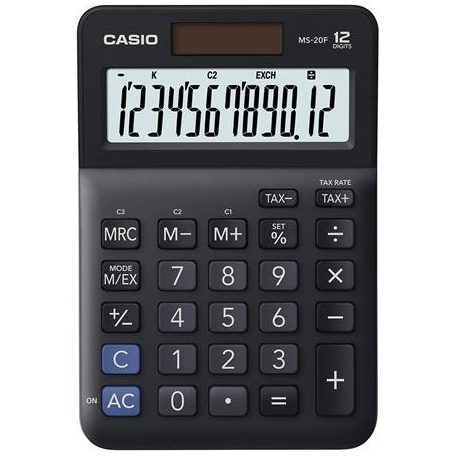 CASIO Számológép, asztali, 12 számjegy, CASIO, "MS-20 F", fekete