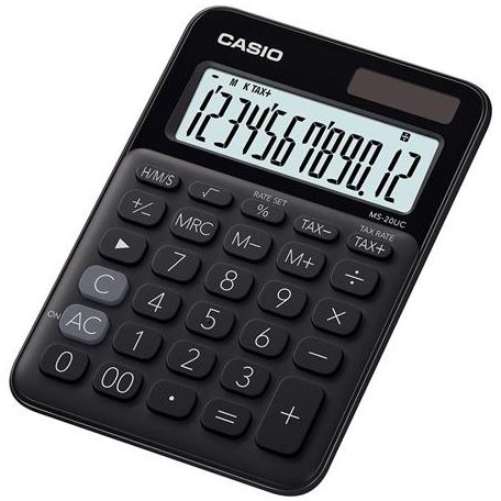 CASIO Számológép, asztali, 12 számjegy, CASIO, "MS 20 UC", fekete