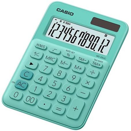 CASIO Számológép, asztali, 12 számjegy, CASIO, "MS 20 UC", zöld