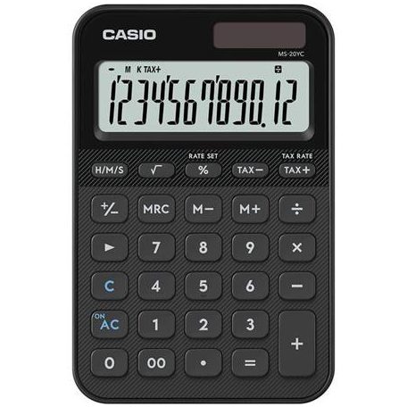 CASIO Számológép, asztali, 12 számjegy, CASIO, "MS 20 YC", fekete