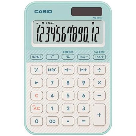CASIO Számológép, asztali, 12 számjegy, CASIO, "MS 20 YC", világoszöld