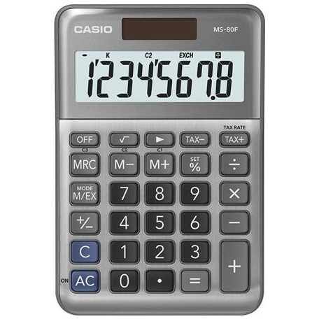CASIO Számológép, asztali, 8 számjegy, CASIO "MS-80 F", szürke