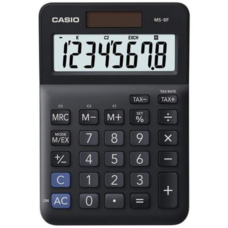 CASIO Számológép, asztali, 8 számjegy, CASIO "MS-8 F", fekete