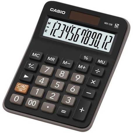 CASIO Számológép, asztali, 12 számjegy, CASIO "MX 12B", fekete