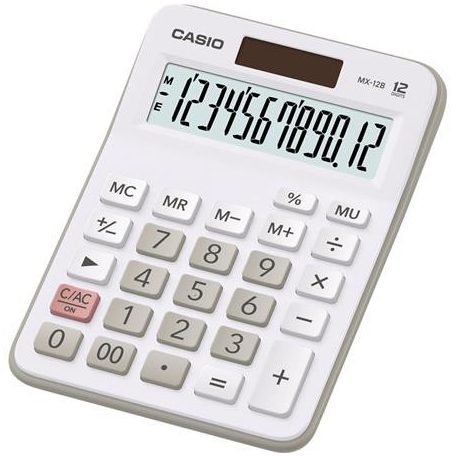 CASIO Számológép, asztali, 12 számjegy, CASIO "MX 12WE", fehér