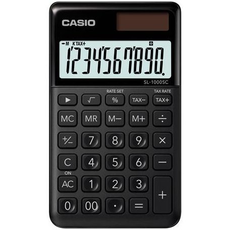 CASIO Zsebszámológép, 10 számjegy, CASIO "SL 1000", fekete