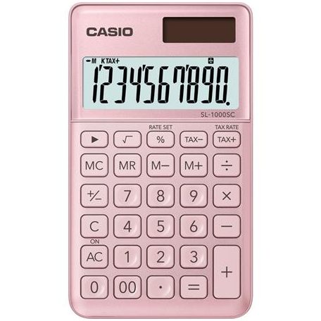 CASIO Zsebszámológép, 10 számjegy, CASIO "SL 1000", világos rózsaszín