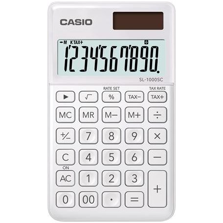 CASIO Zsebszámológép, 10 számjegy, CASIO "SL 1000", fehér