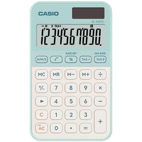 CASIO Zsebszámológép, 10 számjegy, CASIO "SL 310 YC", zöld